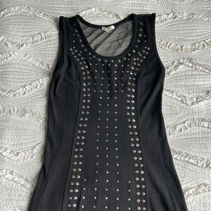 Black body-con dress with beading & mesh back